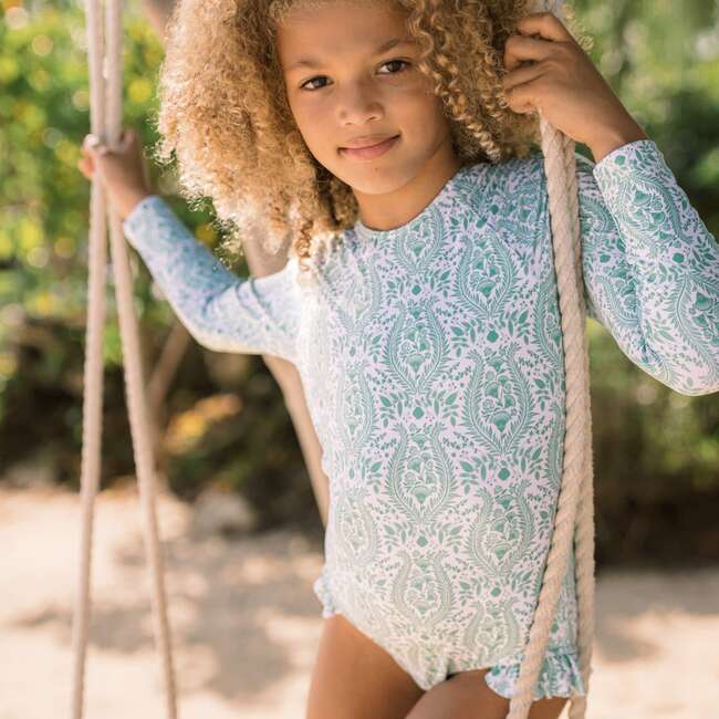 Abaco Paisley Rashguard One-Piece, Green - One Pieces - 2