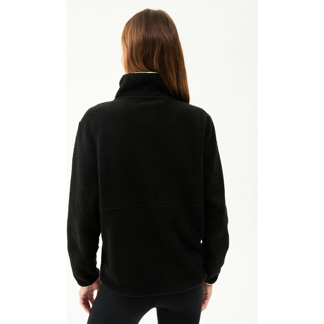 Libby Sherpa Half Zip Sweatshirt, Black And Creme - Sweatshirts - 3