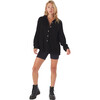 Women's Long Sleeve Button-Up Shirt, Jet Black - Shirts - 1 - thumbnail