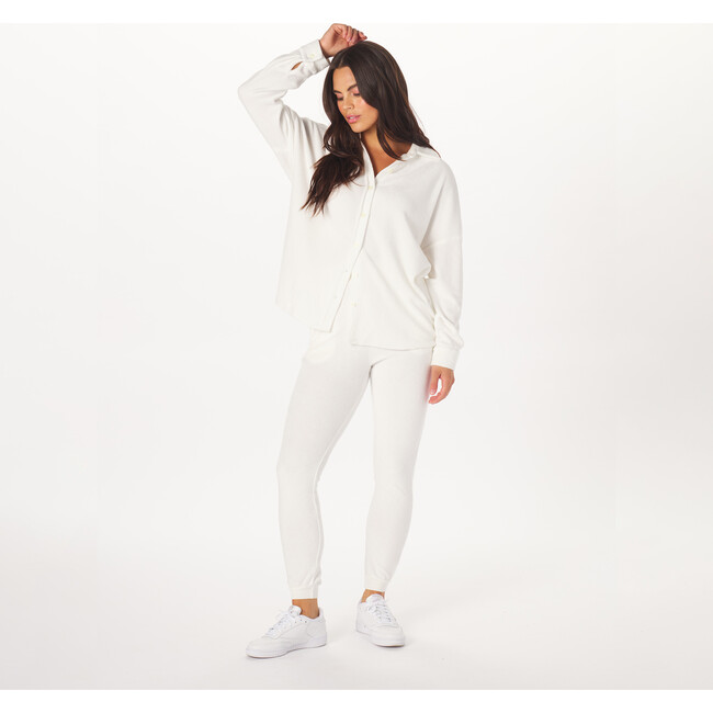 Women's Long Sleeve Button-Up Shirt, Off-White - Shirts - 2