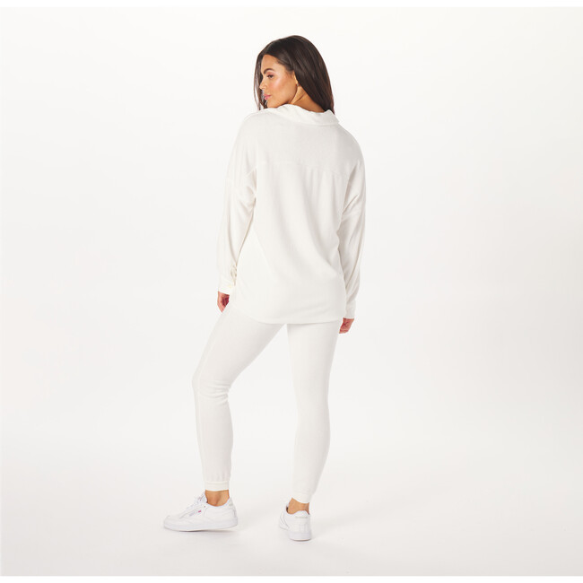 Women's Long Sleeve Button-Up Shirt, Off-White - Shirts - 3