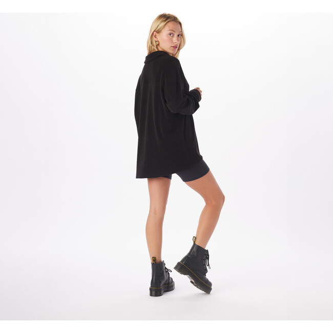 Women's Long Sleeve Button-Up Shirt, Jet Black - Shirts - 3
