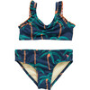 Girls Claire Bikini, Navy Palm Trees - Two Pieces - 1 - thumbnail