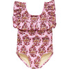 Girls Quinn Suit, Pink Posey Block Print - One Pieces - 1 - thumbnail