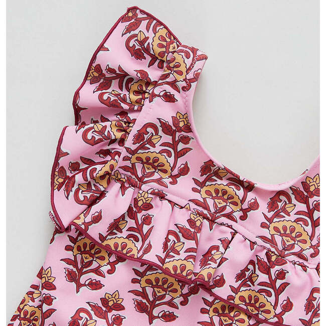 Girls Quinn Suit, Pink Posey Block Print - One Pieces - 2