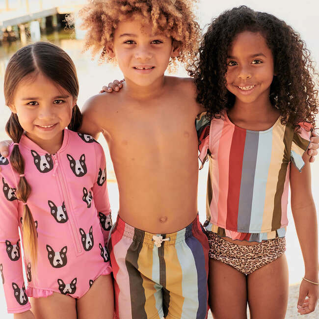 Girls Elsie Tankini, Multi Wide Stripe - Two Pieces - 2