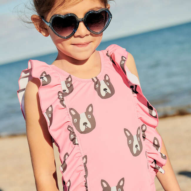 Girls Katniss Suit, Pink Boston Terrier - One Pieces - 2