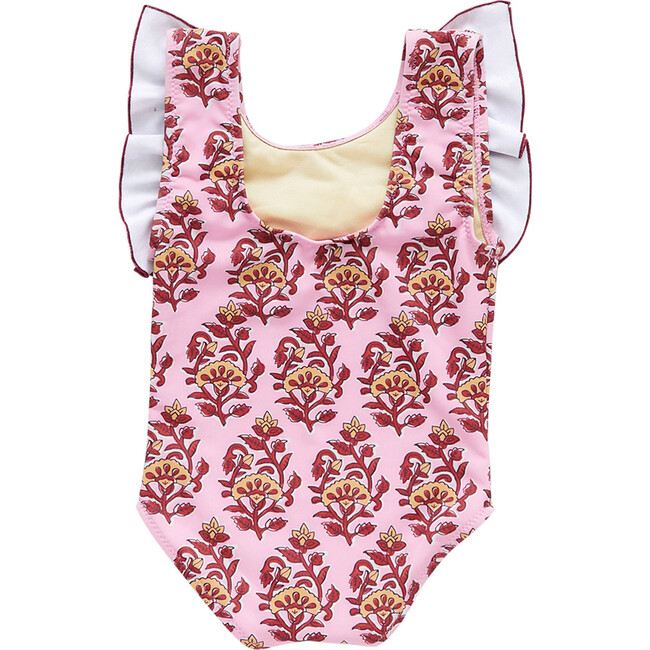 Girls Quinn Suit, Pink Posey Block Print - One Pieces - 4