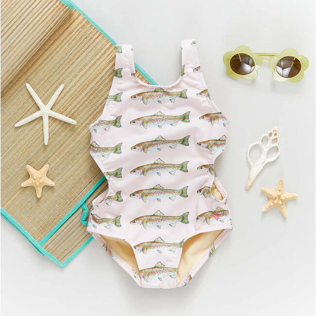 Girls Keller Suit, Pink Rainbow Trout - One Pieces - 4