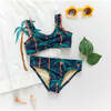 Girls Claire Bikini, Navy Palm Trees - Two Pieces - 5