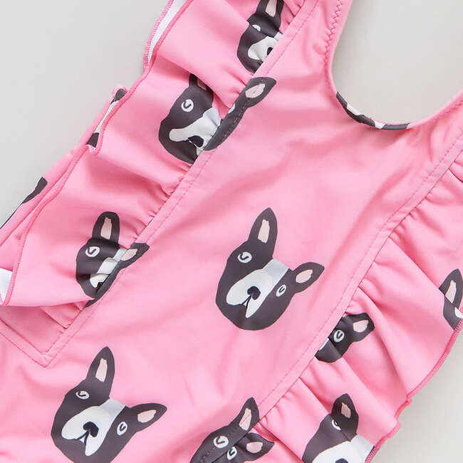 Girls Katniss Suit, Pink Boston Terrier - One Pieces - 4