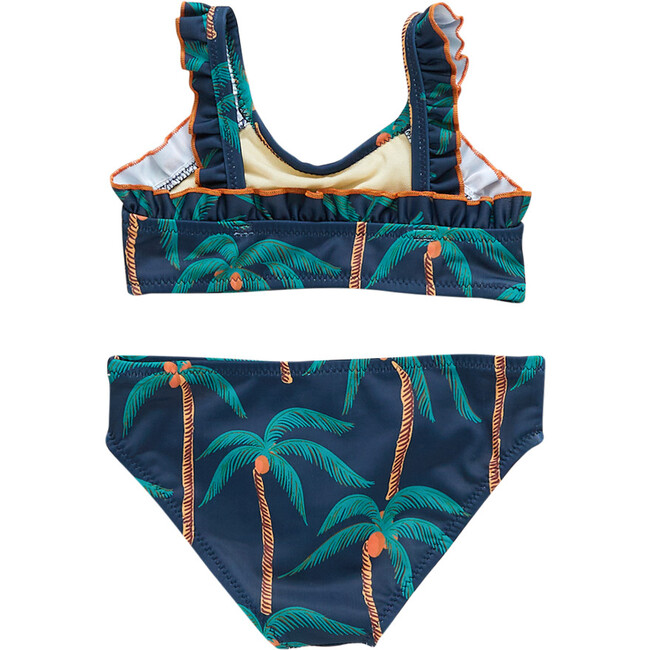 Girls Claire Bikini, Navy Palm Trees - Two Pieces - 6