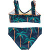 Girls Claire Bikini, Navy Palm Trees - Two Pieces - 6