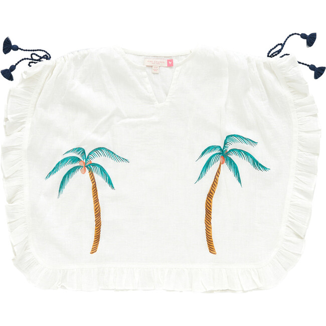 Girls Anick Coverup, Antique White Palm Trees