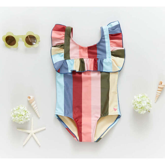 Girls Quinn Suit, Multi Wide Stripe - One Pieces - 5