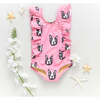 Girls Katniss Suit, Pink Boston Terrier - One Pieces - 5