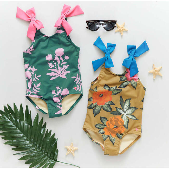 Girls Shelly Suit, Hawaiian Floral - One Pieces - 6