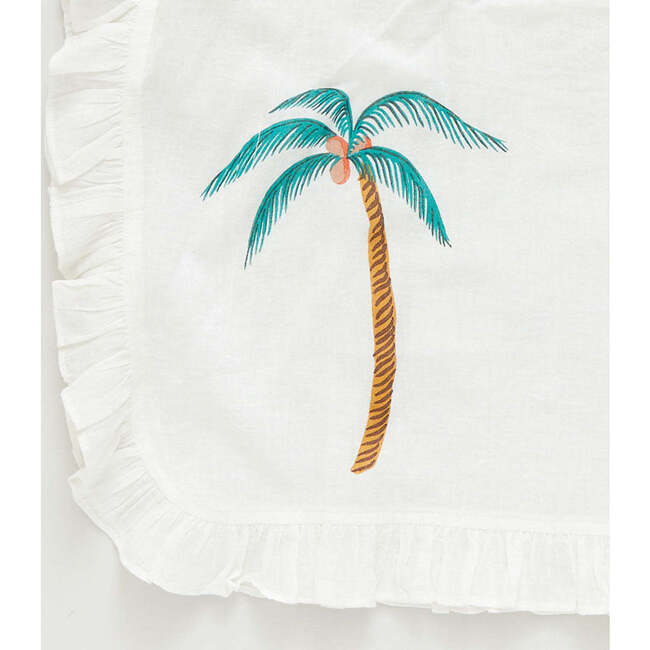 Girls Anick Coverup, Antique White Palm Trees - Cover-Ups - 3