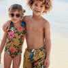 Boys Swim Trunk, Hawaiian Floral - Swim Trunks - 2