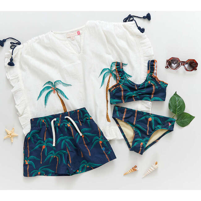 Boys Swim Trunk, Navy Palm Trees - Swim Trunks - 4