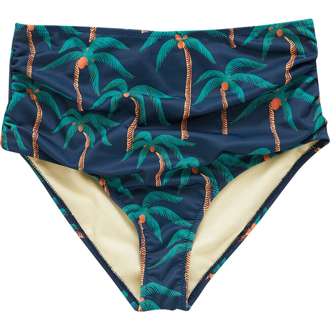 Womens Courtney Swim Bottom, Navy Palm Trees