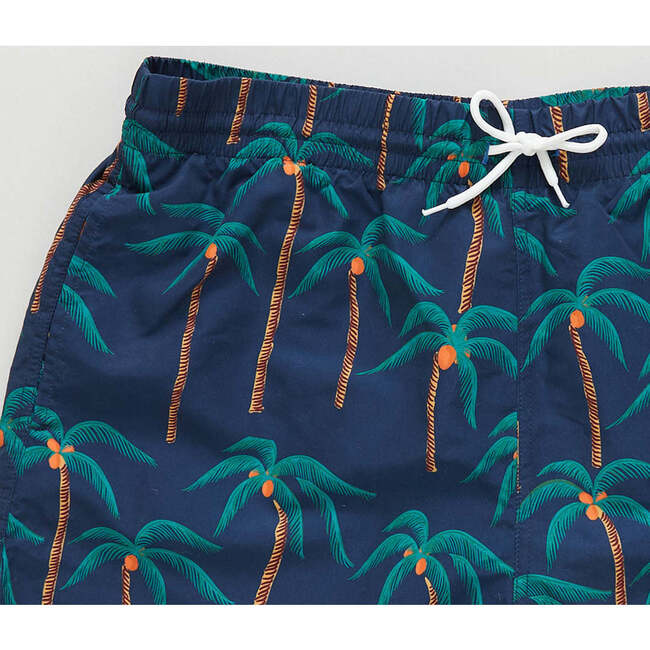 Mens Swim Trunk, Navy Palm Trees - Swim Trunks - 2