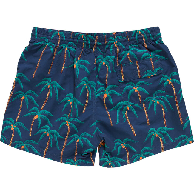Mens Swim Trunk, Navy Palm Trees - Swim Trunks - 3