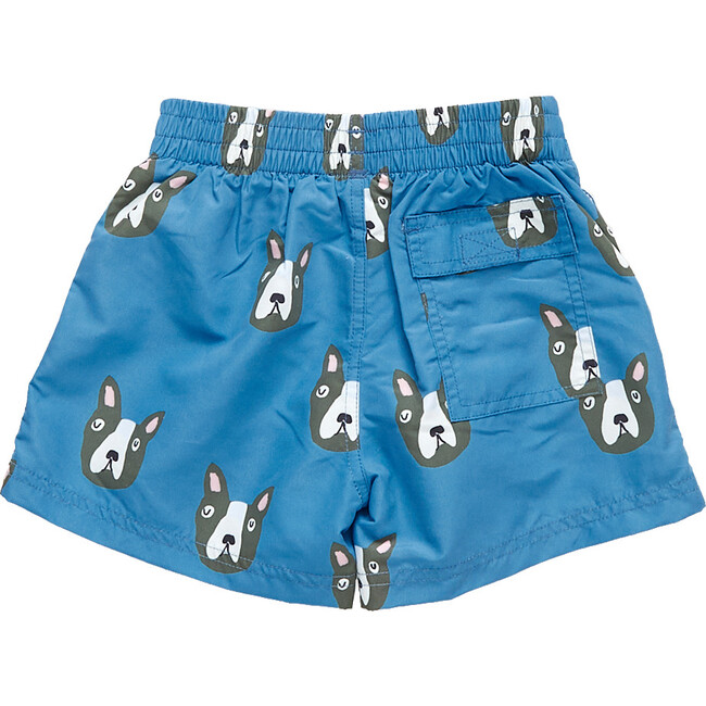 Boys Swim Trunk, Blue Boston Terrier - Swim Trunks - 6