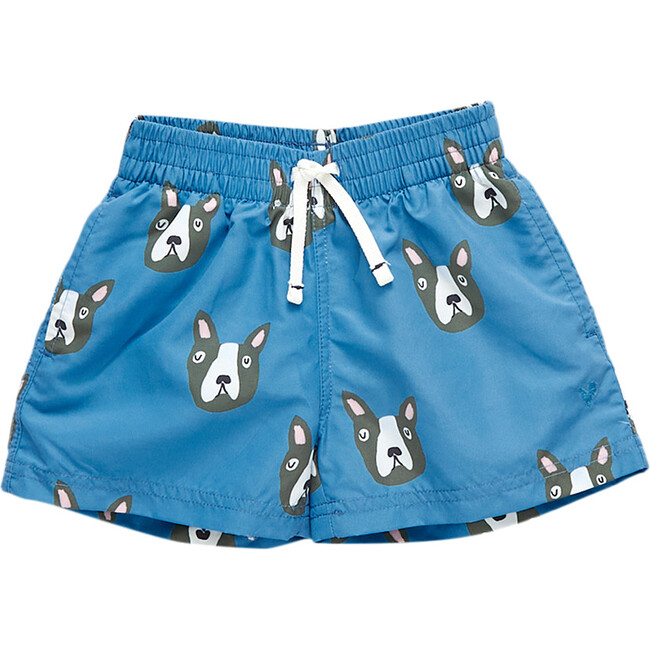 Baby Boys Swim Trunk, Blue Boston Terrier