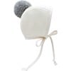 Piper Pom Bonnet Cotton-Lined, White - Hats - 1 - thumbnail