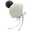 Penny Pom Bonnet Cotton-Lined, Cream - Hats - 1 - thumbnail