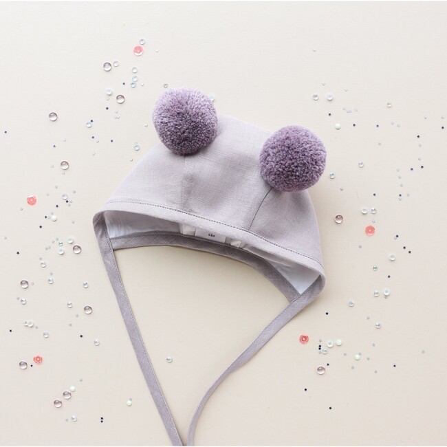 Taro Double Pom Bonnet Cotton-Lined, Purple - Hats - 3