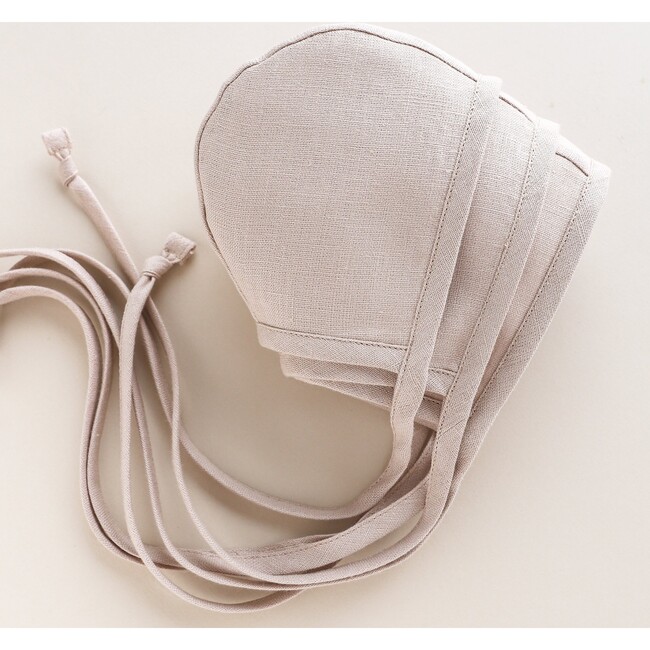 Just Beige Linen Bonnet Cotton-Lined, Beige - Hats - 3
