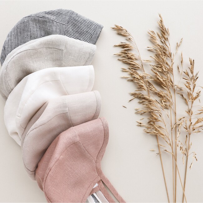 Brimmed Just Beige Linen Bonnet Cotton-Lined, Beige - Hats - 4