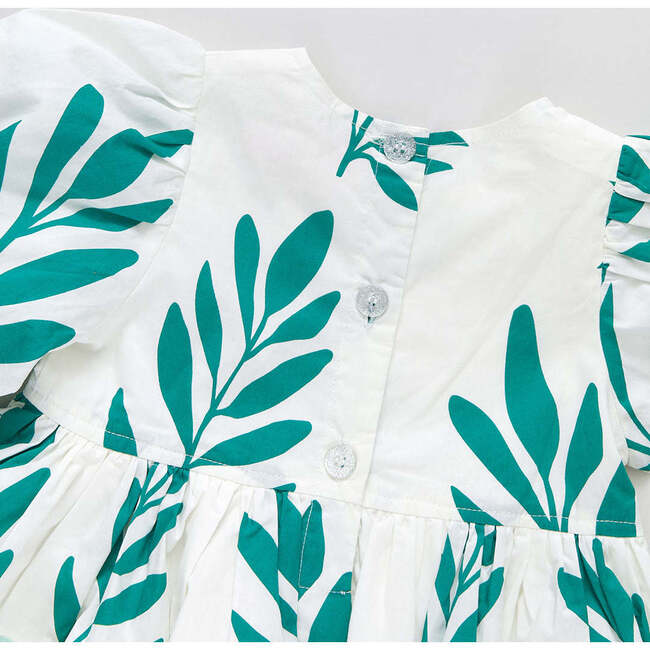 Maribelle 3/4 Puff Sleeve Dress, Jungle Leaf - Dresses - 4