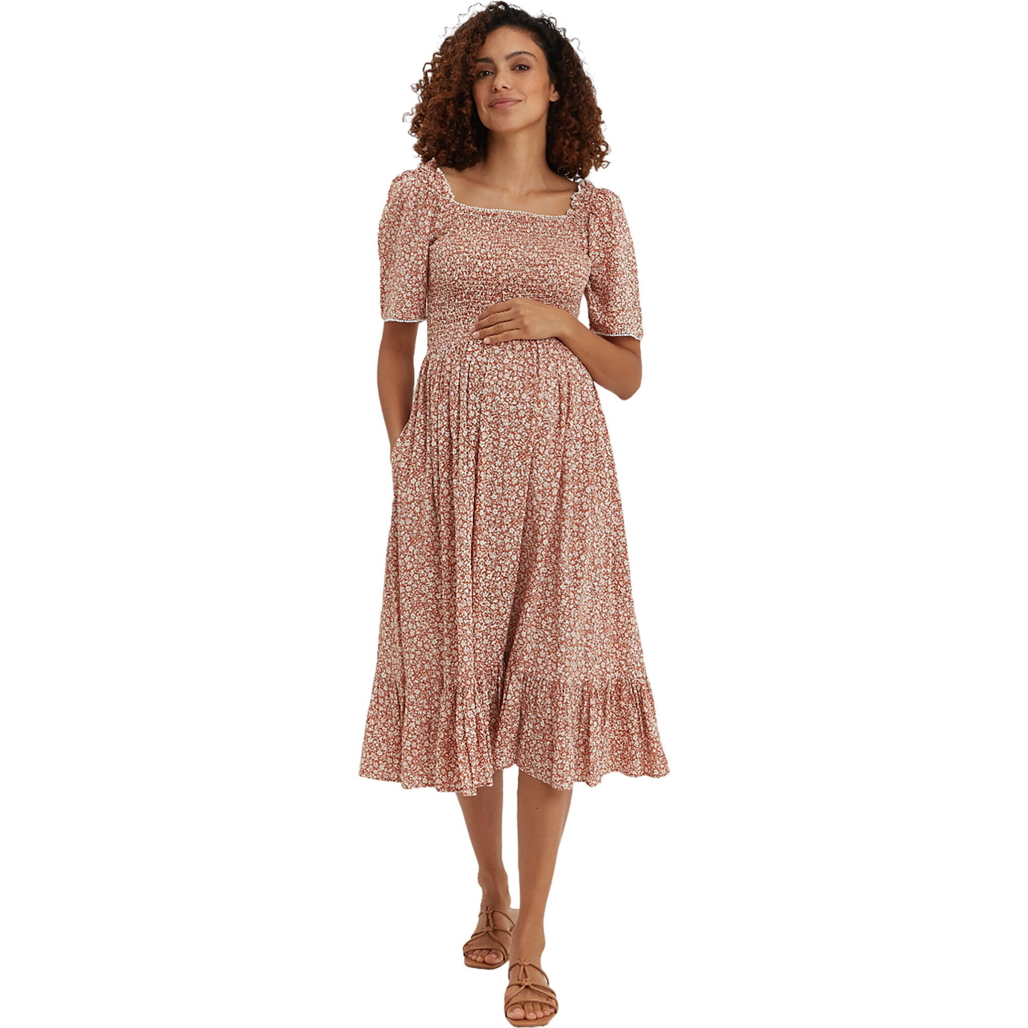 Women's Raquel Smocked Bodice Dress, Ditsy Print - Dresses - 1