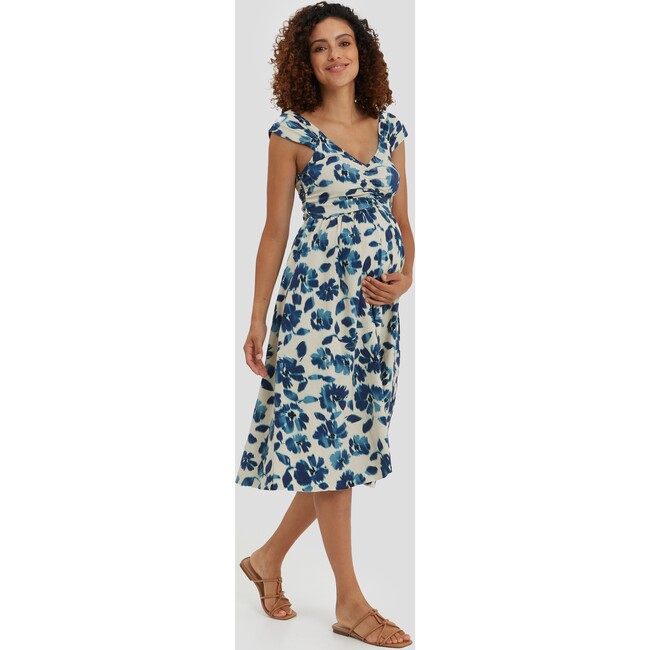Women's Cheri Flutter Sleeve Dress, Ikat Floral - Dresses - 2
