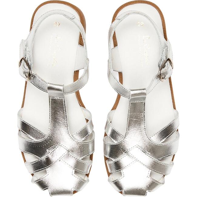 Sofia Sandal With Ankle Buckle, Metallic Silver
