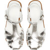 Sofia Sandal With Ankle Buckle, Metallic Silver - Sandals - 1 - thumbnail