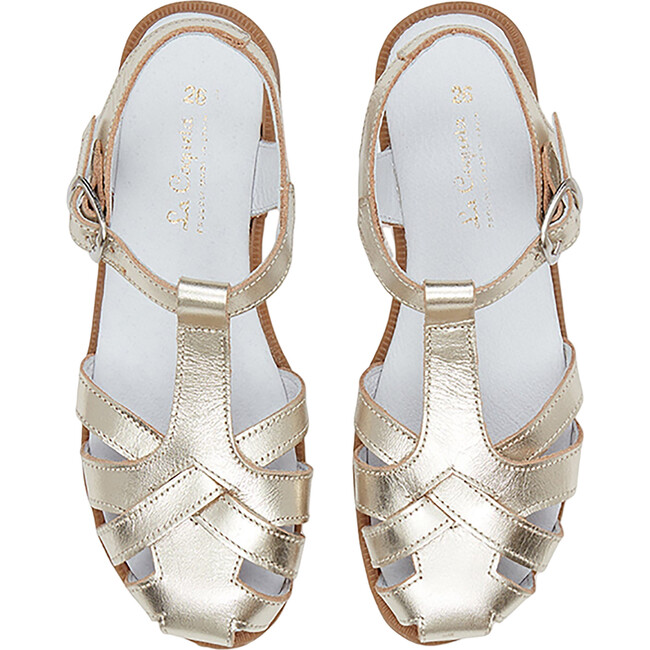 Sofia Plaited Closed Toe Sandal, Gold - Sandals - 1