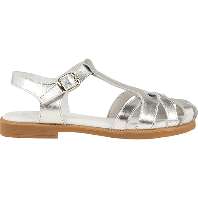Sofia Sandal With Ankle Buckle, Metallic Silver - Sandals - 4