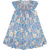Dahlia Round Neck Smock Dress, Blue Floral - Dresses - 1 - thumbnail