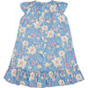 Dahlia Round Neck Smock Dress, Blue Floral - Dresses - 3