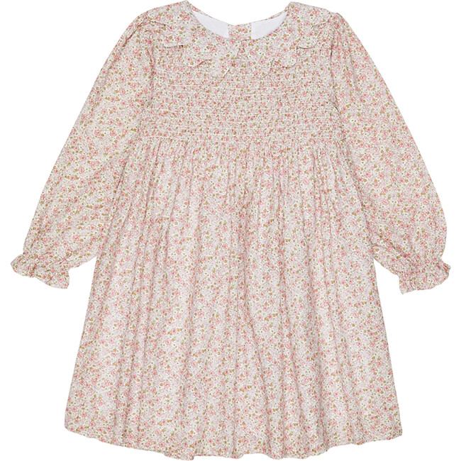 Catalina Long Puff Sleeve Smock Dress, Pink Floral