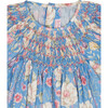Dahlia Round Neck Smock Dress, Blue Floral - Dresses - 4