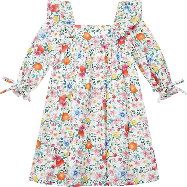 Cuadras Puff Sleeve Dress, Orange Floral - Dresses - 1