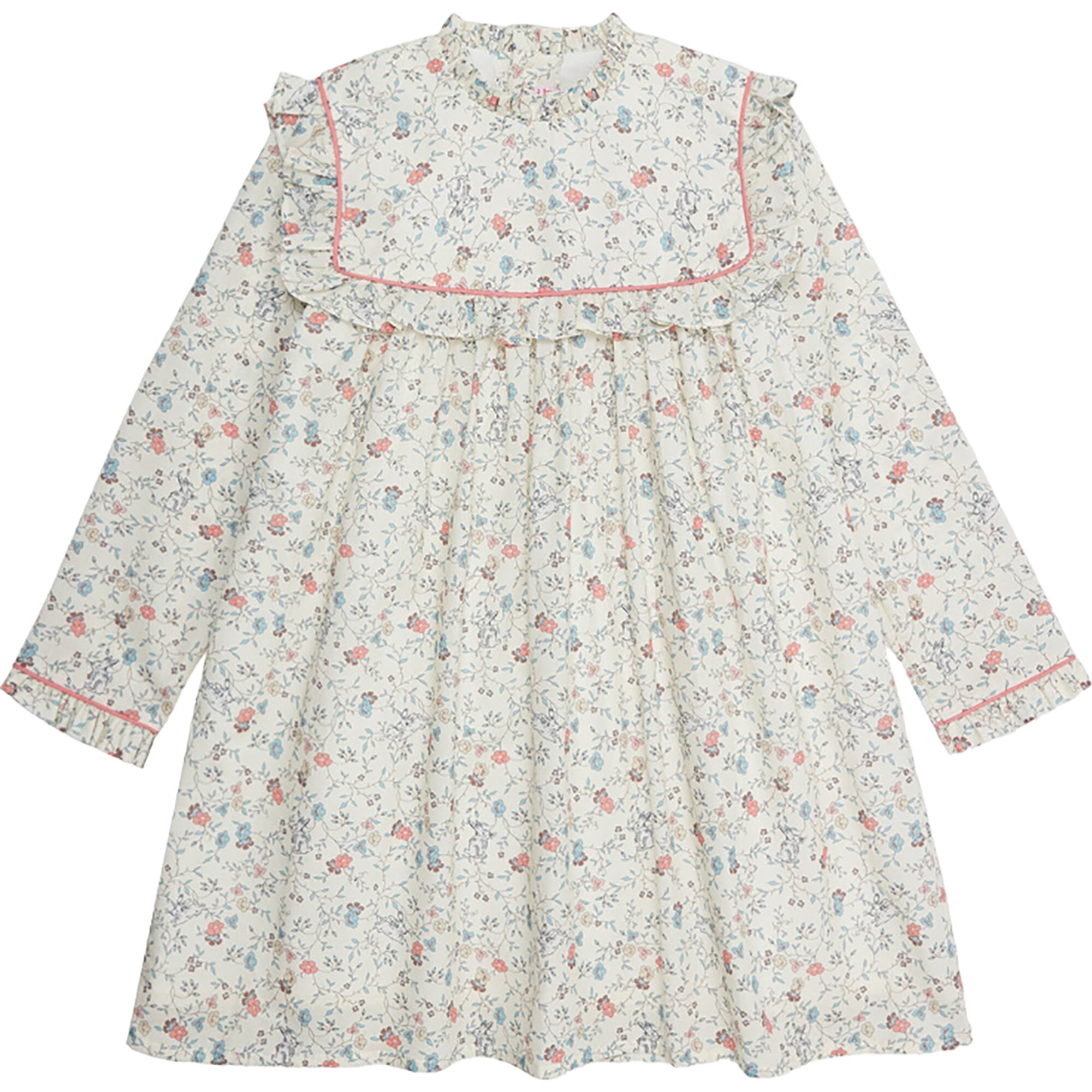 Colta Long Sleeve A-Line Dress, Beige Floral - La Coqueta Dresses