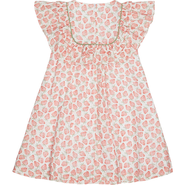 Paloma Fluttery Frill Dress, Red Strawberry - Dresses - 2
