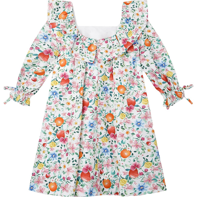 Cuadras Puff Sleeve Dress, Orange Floral - Dresses - 3