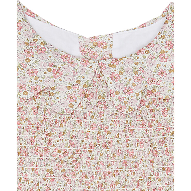 Catalina Long Puff Sleeve Smock Dress, Pink Floral - Dresses - 4